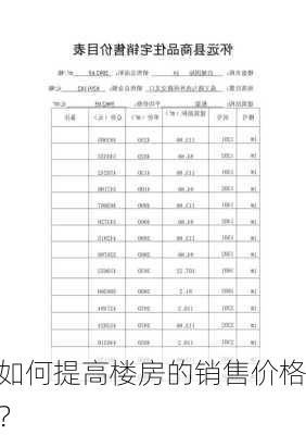 如何提高楼房的销售价格？