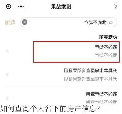 如何查询个人名下的房产信息?