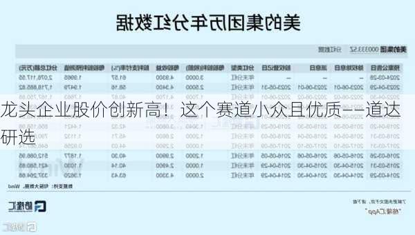 龙头企业股价创新高！这个赛道小众且优质――道达研选