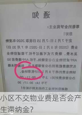 小区不交物业费是否会产生滞纳金？