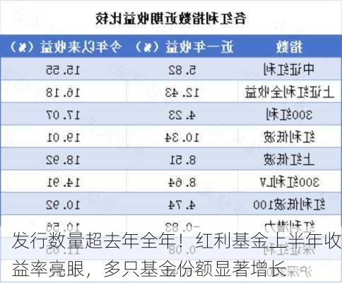 发行数量超去年全年！红利基金上半年收益率亮眼，多只基金份额显著增长