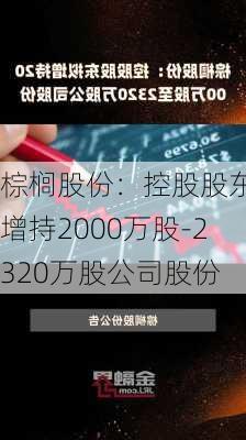 棕榈股份：控股股东拟增持2000万股-2320万股公司股份