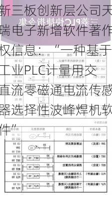 新三板创新层公司天瑞电子新增软件著作权信息：“一种基于工业PLC计量用交直流零磁通电流传感器选择性波峰焊机软件”