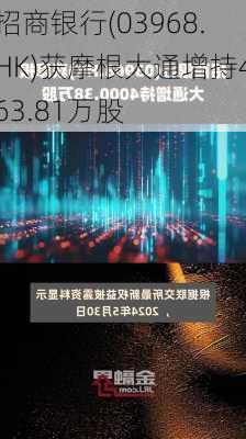 招商银行(03968.HK)获摩根大通增持463.81万股