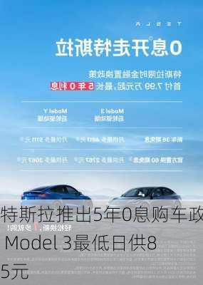 特斯拉推出5年0息购车政策 Model 3最低日供85元