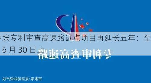 中冰、中埃专利审查高速路试点项目再延长五年：至 2029 年 6 月 30 日止