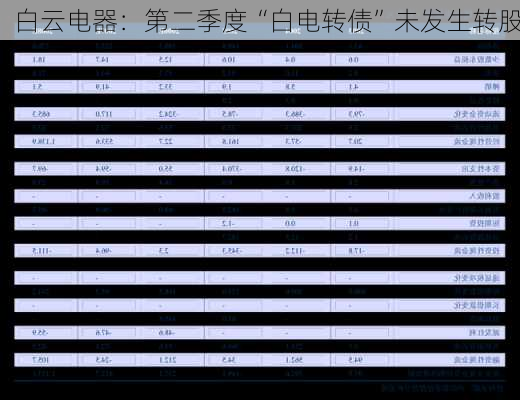 白云电器：第二季度“白电转债”未发生转股