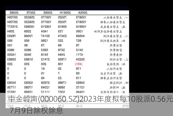 中金岭南(000060.SZ)2023年度拟每10股派0.56元 7月9日除权除息