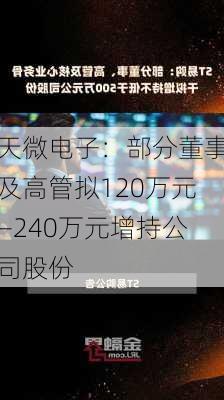 天微电子：部分董事及高管拟120万元―240万元增持公司股份