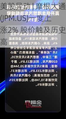 美股异动 | 摩根大通(JPM.US)一度上涨2% 股价触及历史新高