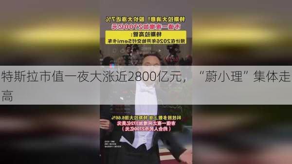 特斯拉市值一夜大涨近2800亿元，“蔚小理”集体走高