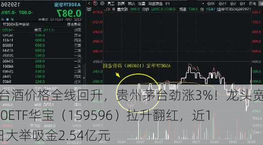 茅台酒价格全线回升，贵州茅台劲涨3%！龙头宽基A50ETF华宝（159596）拉升翻红，近10日大举吸金2.54亿元