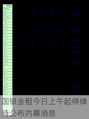 国银金租今日上午起停牌 待公布内幕消息