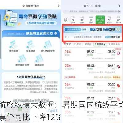 航旅纵横大数据：暑期国内航线平均票价同比下降12%