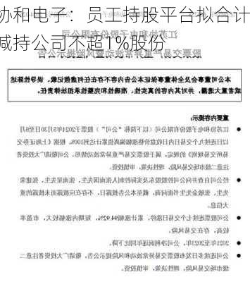 协和电子：员工持股平台拟合计减持公司不超1%股份