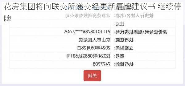 花房集团将向联交所递交经更新复牌建议书 继续停牌