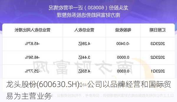 龙头股份(600630.SH)：公司以品牌经营和国际贸易为主营业务