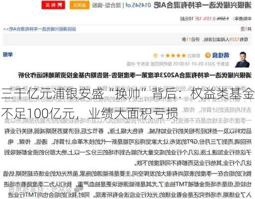 三千亿元浦银安盛“换帅”背后：权益类基金不足100亿元，业绩大面积亏损