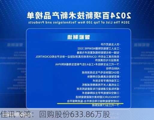 佳讯飞鸿：回购股份633.86万股