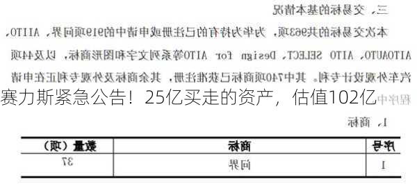 赛力斯紧急公告！25亿买走的资产，估值102亿