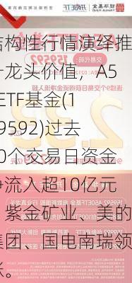 结构性行情演绎推升龙头价值，A50ETF基金(159592)过去10个交易日资金净流入超10亿元，紫金矿业、美的集团、国电南瑞领涨。