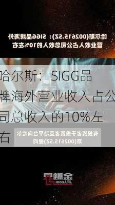 哈尔斯：SIGG品牌海外营业收入占公司总收入的10%左右