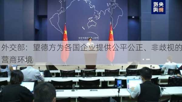 外交部：望德方为各国企业提供公平公正、非歧视的营商环境