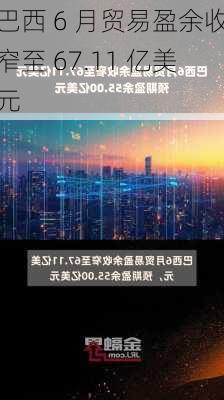 巴西 6 月贸易盈余收窄至 67.11 亿美元