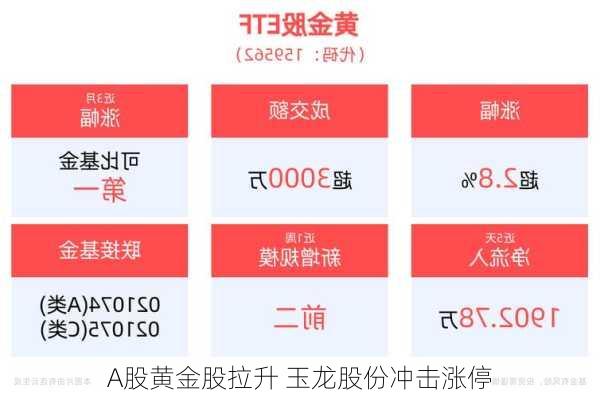 A股黄金股拉升 玉龙股份冲击涨停