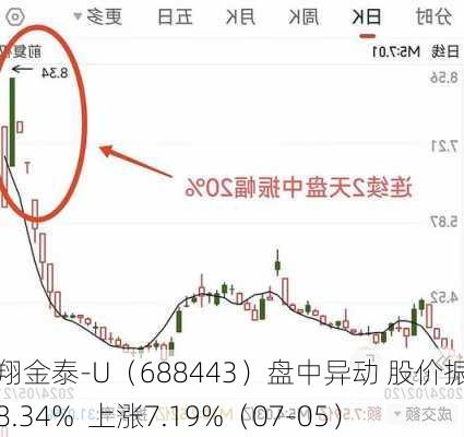 智翔金泰-U（688443）盘中异动 股价振幅达8.34%  上涨7.19%（07-05）