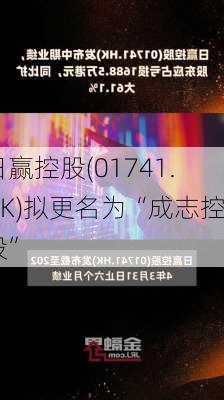 日赢控股(01741.HK)拟更名为“成志控股”