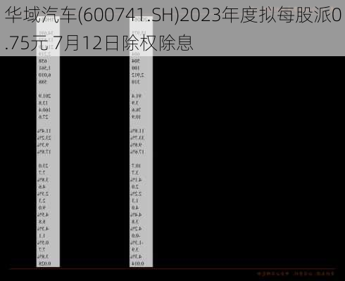 华域汽车(600741.SH)2023年度拟每股派0.75元 7月12日除权除息