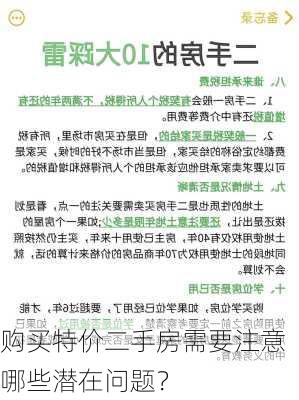 购买特价二手房需要注意哪些潜在问题？