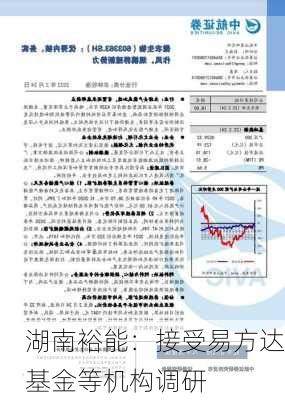 湖南裕能：接受易方达基金等机构调研