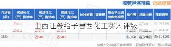 山西证券给予鲁西化工买入评级