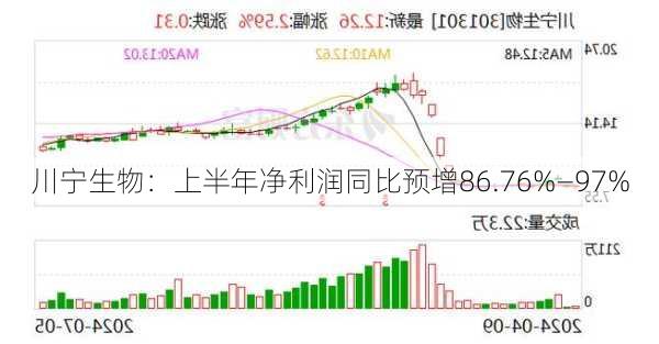 川宁生物：上半年净利润同比预增86.76%—97%