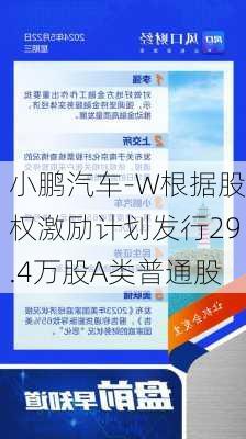 小鹏汽车-W根据股权激励计划发行29.4万股A类普通股