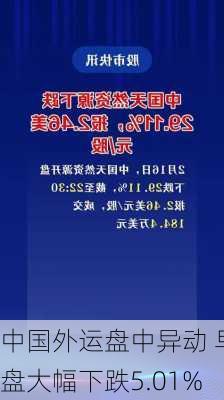 中国外运盘中异动 早盘大幅下跌5.01%