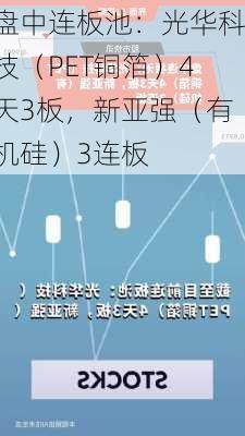 盘中连板池：光华科技（PET铜箔）4天3板，新亚强（有机硅）3连板