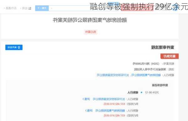 融创等被强制执行29亿余元