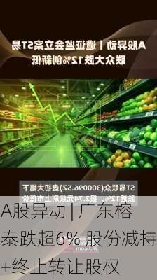 A股异动 | 广东榕泰跌超6% 股份减持+终止转让股权