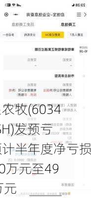 巨星农牧(603477.SH)发预亏，预计半年度净亏损3200万元至4900万元