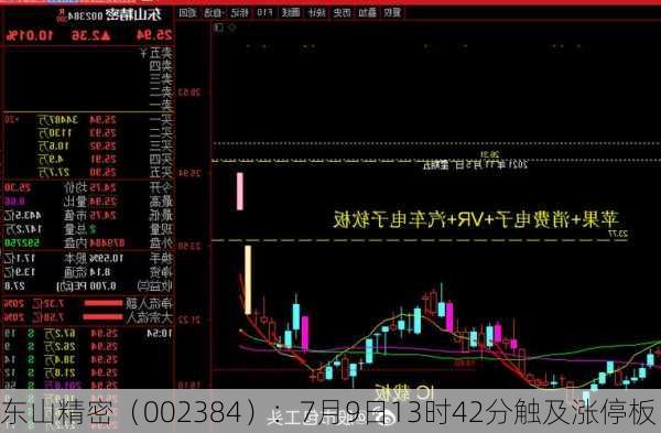 东山精密（002384）：7月9日13时42分触及涨停板