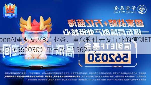 OpenAI重视发展B端业务，重仓软件开发行业的信创ETF基金（562030）单日吸金1562万元！