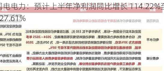 国电电力：预计上半年净利润同比增长 114.22%至 127.61%
