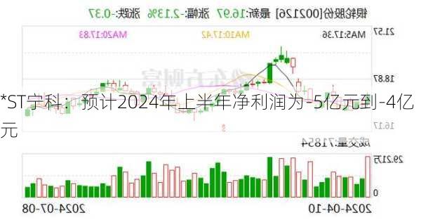 *ST宁科：预计2024年上半年净利润为-5亿元到-4亿元