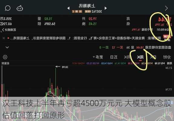 汉王科技上半年再亏超4500万元元 大模型概念股估值回落打回原形