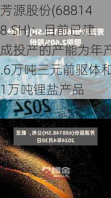 芳源股份(688148.SH)：目前已建成投产的产能为年产8.6万吨三元前驱体和1万吨锂盐产品