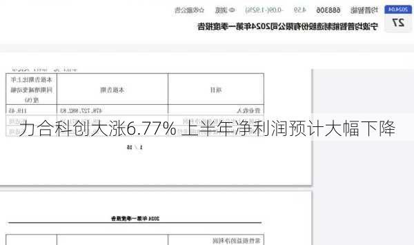 力合科创大涨6.77% 上半年净利润预计大幅下降