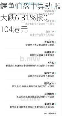 鳄鱼恤盘中异动 股价大跌6.31%报0.104港元